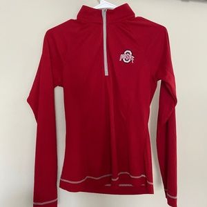 Ohio State Red Half Zip Cutter & Buck athletic shirt